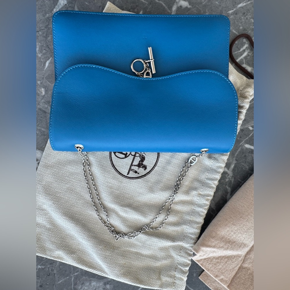 Rare Hermès Catenina Bag In Bleu de Galice S7 Swift Palladium Hardware - Picture 2 of 13